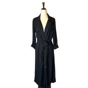 zara • black tie-waist notched lapel button-down maxi dress